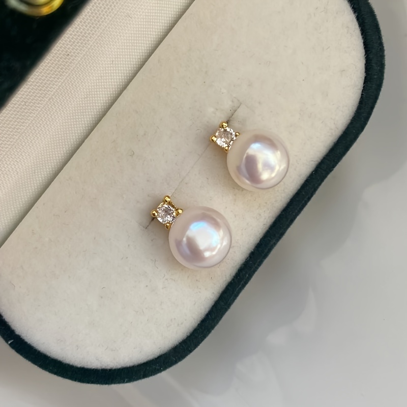Freshwater Pearls Stud Earrings Classical Queen Style for Party